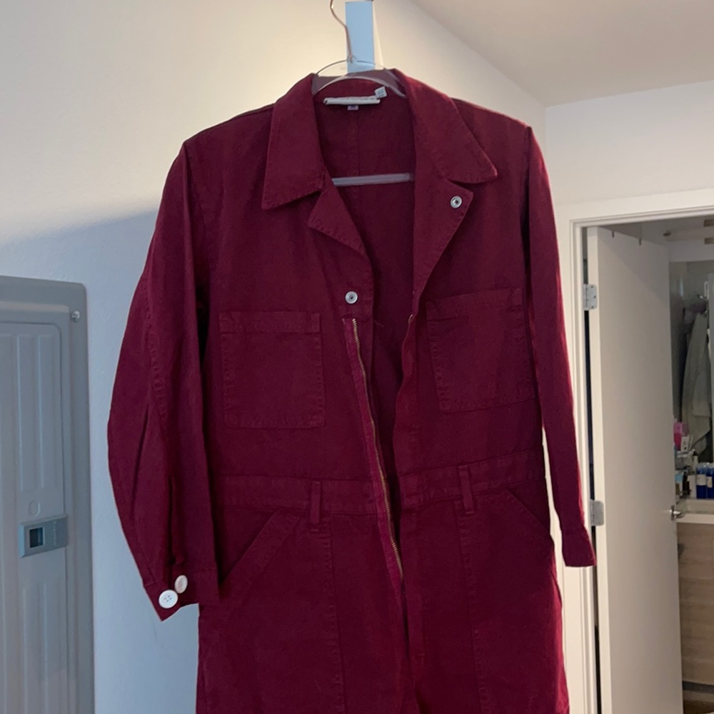Big Bud Express jumpsuit in maroon. Size M